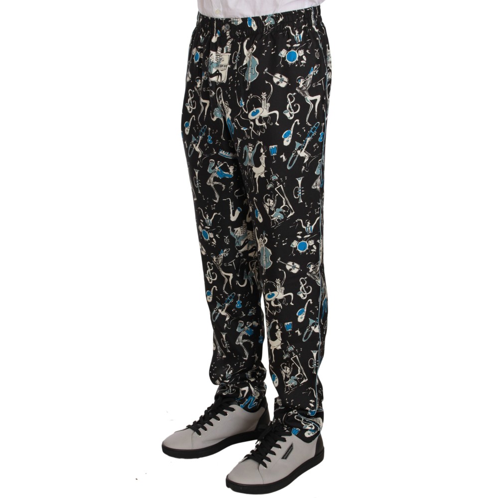 Dolce & Gabbana Elegante Seiden-Lounge-Hose mit einzigartigem Druck