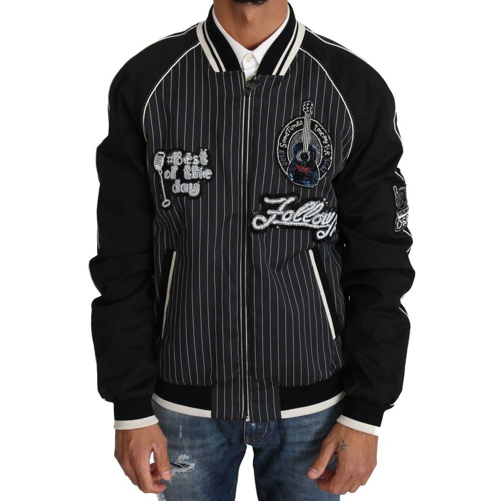 Dolce & Gabbana Elegante schwarze Bomberjacke mit Pailletten