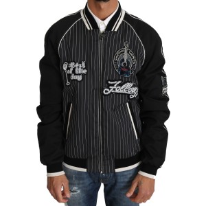 Dolce & Gabbana Elegante schwarze Bomberjacke mit Pailletten