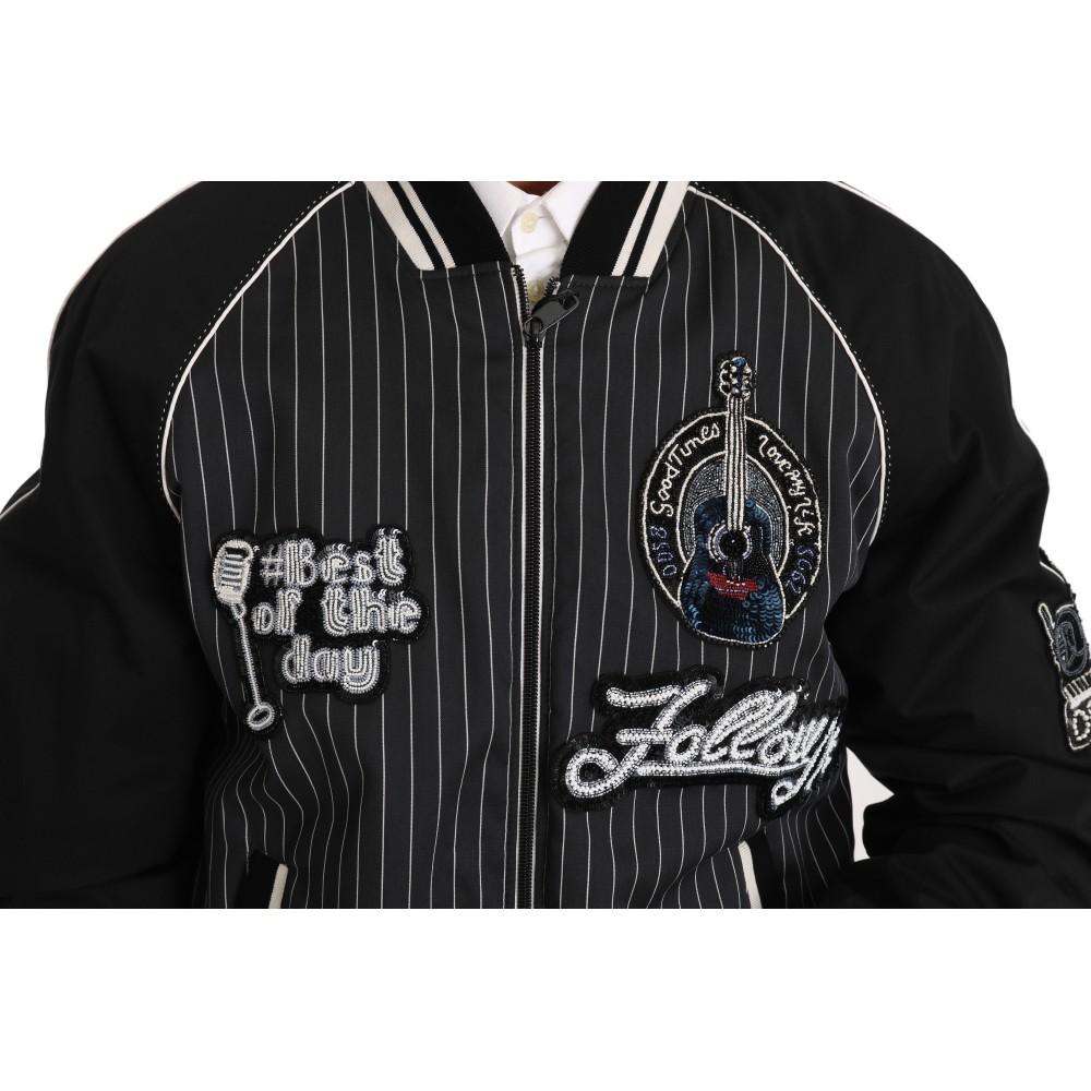 Dolce & Gabbana Elegante schwarze Bomberjacke mit Pailletten