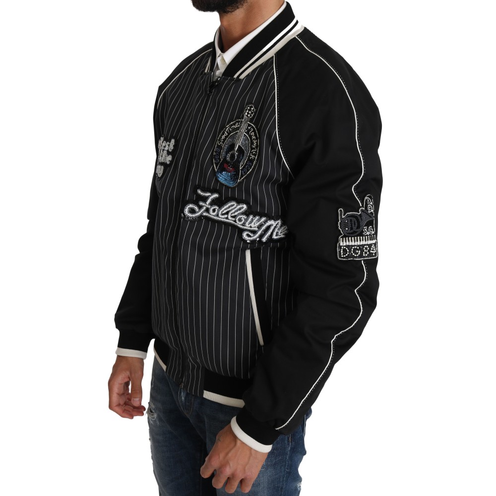 Dolce & Gabbana Elegante schwarze Bomberjacke mit Pailletten