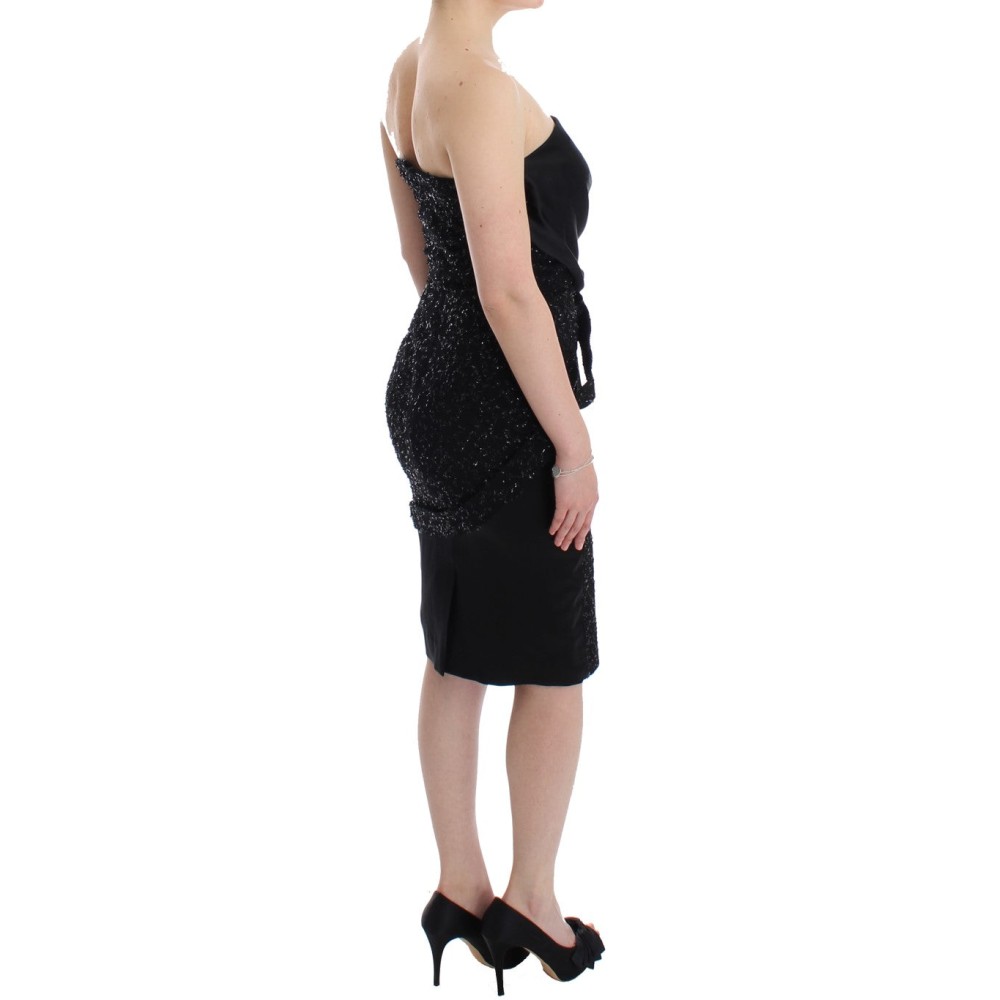 Masha Ma Elegantes trägerloses schwarzes Kleid