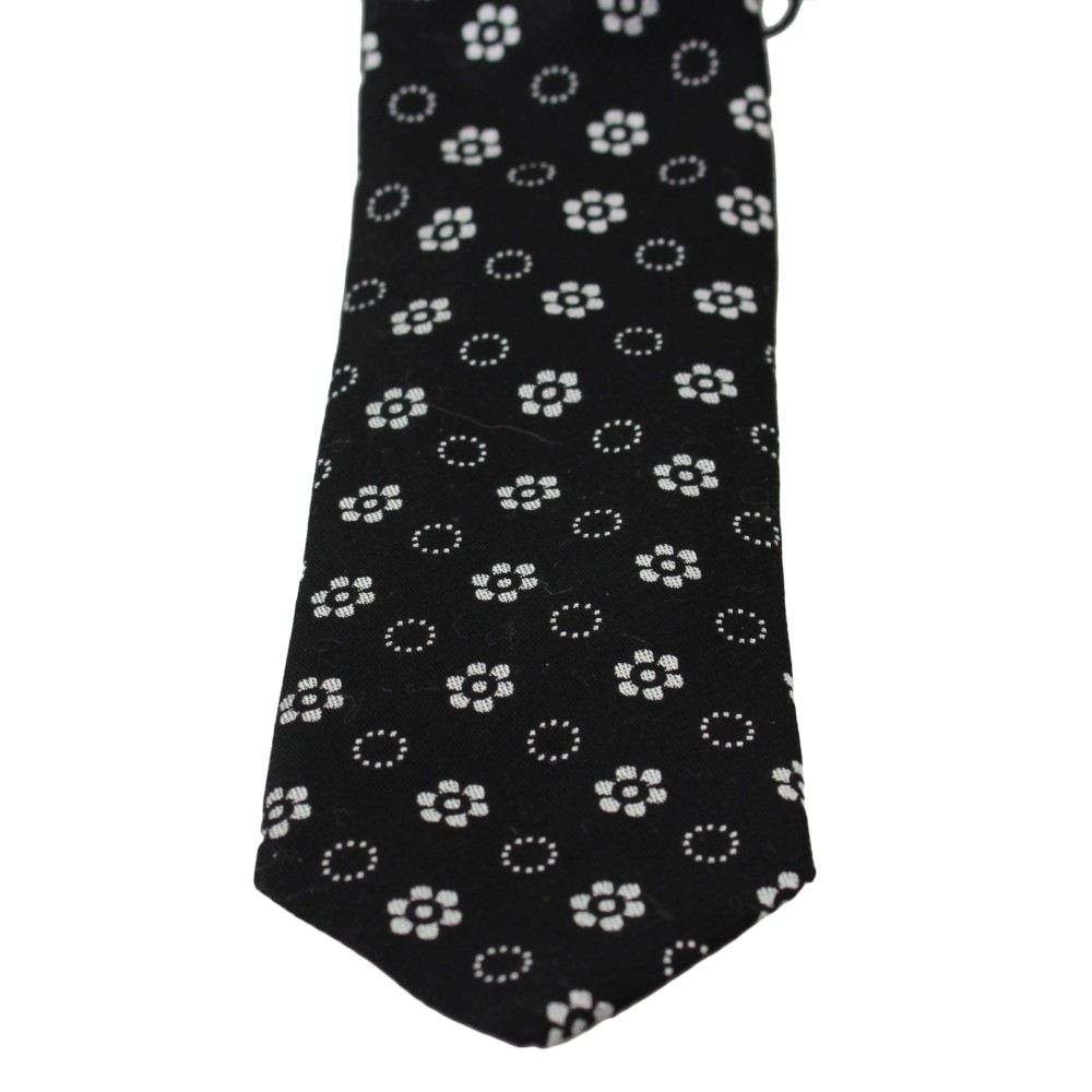 Dolce & Gabbana Elegante Schwarze Seidenkrawatte mit Blumenmuster