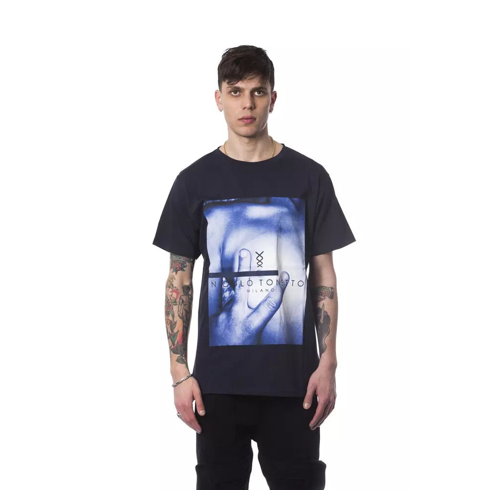 Nicolo Tonetto Blau Baumwolle Männer T-Shirt