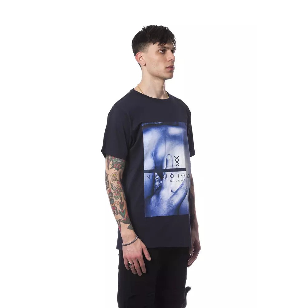 Nicolo Tonetto Blau Baumwolle Männer T-Shirt