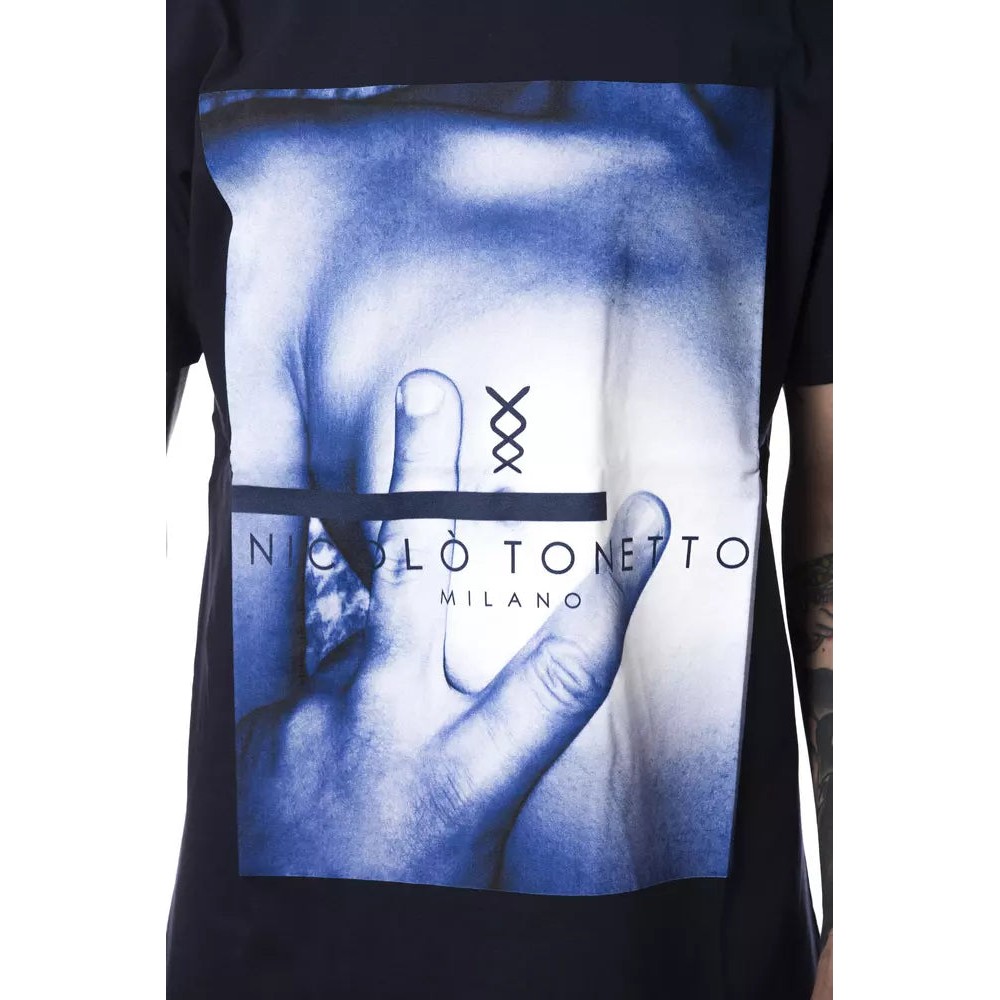 Nicolo Tonetto Blau Baumwolle Männer T-Shirt