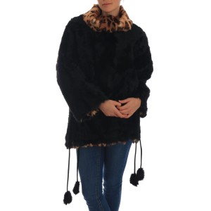 Dolce & Gabbana Eleganter Kurzmantel aus schwarzem Lammfell