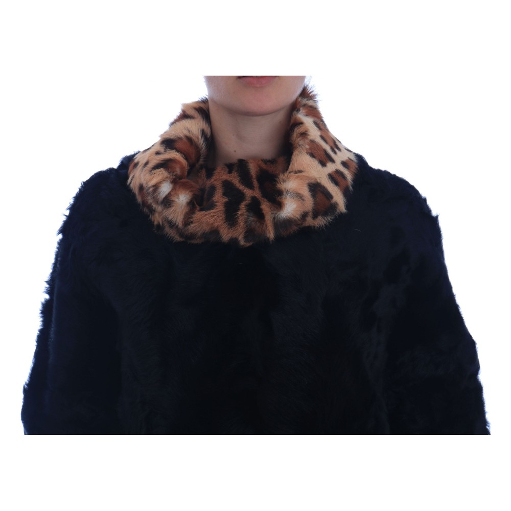 Dolce & Gabbana Eleganter Kurzmantel aus schwarzem Lammfell
