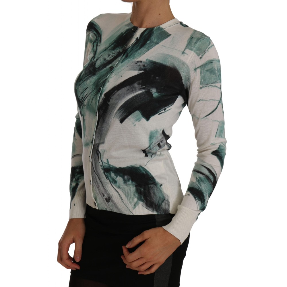 Dolce & Gabbana Elegante leichte Strickjacke aus weißer Seide