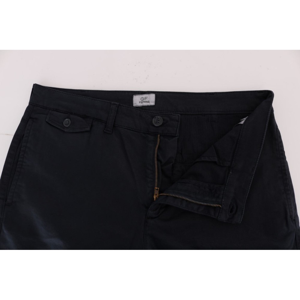 GF Ferre Glatte blaue Baumwoll-Stretch-Hose für Männer