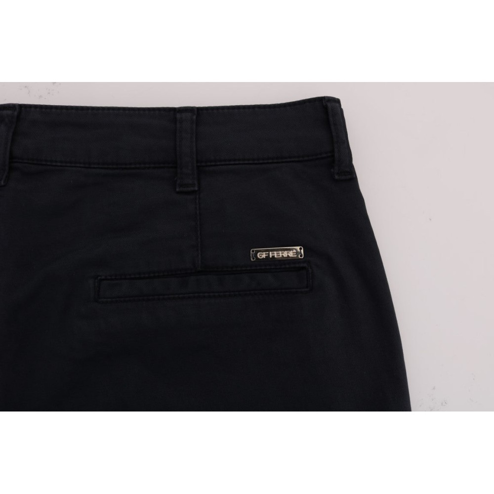 GF Ferre Glatte blaue Baumwoll-Stretch-Hose für Männer