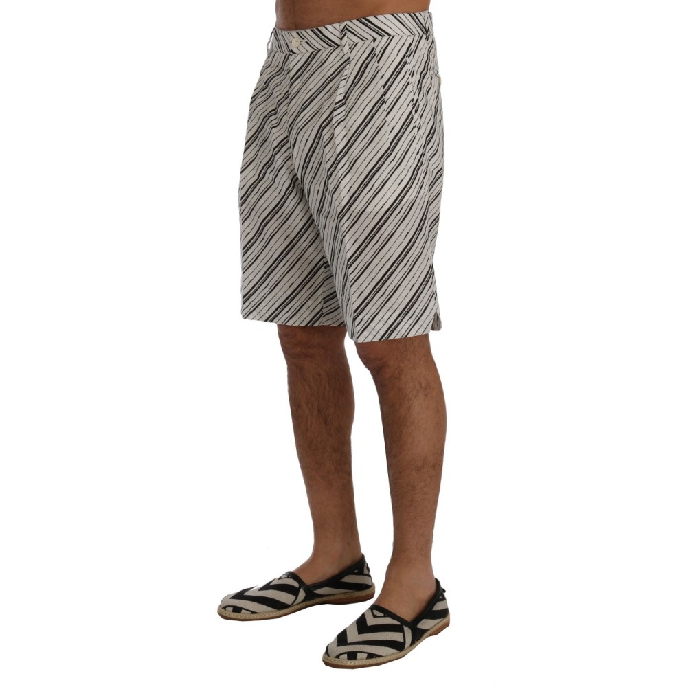 Dolce & Gabbana Bordeaux gestreifte kniehohe Shorts aus Baumwolle