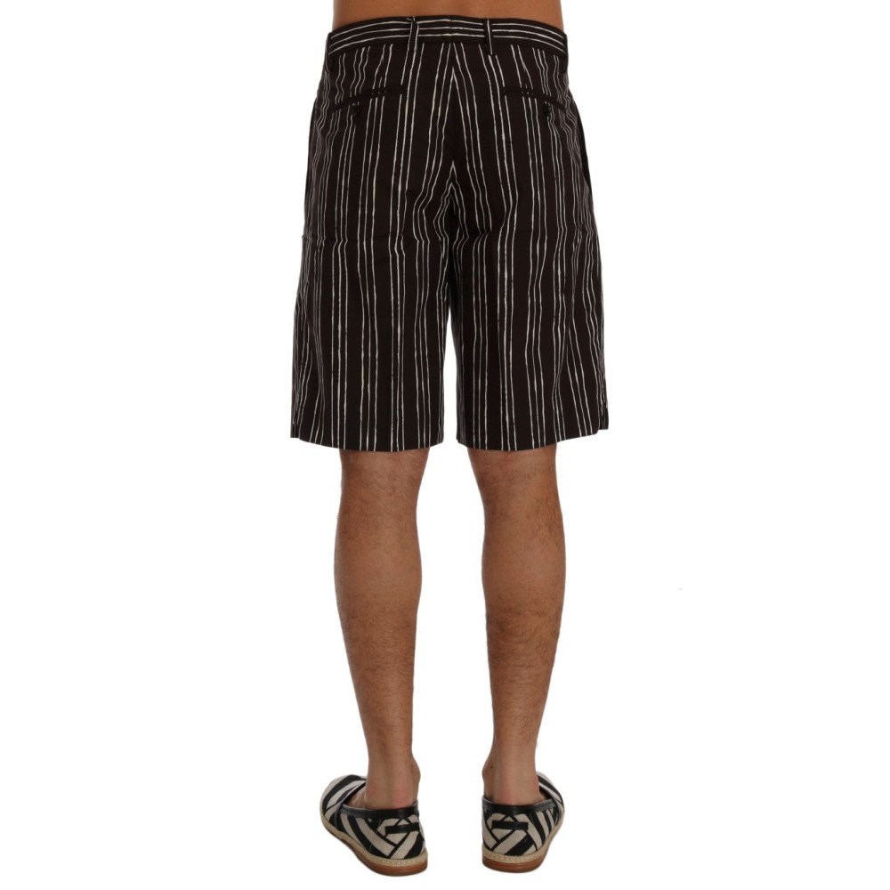 Dolce & Gabbana Bordeaux gestreifte kniehohe Shorts aus Baumwolle