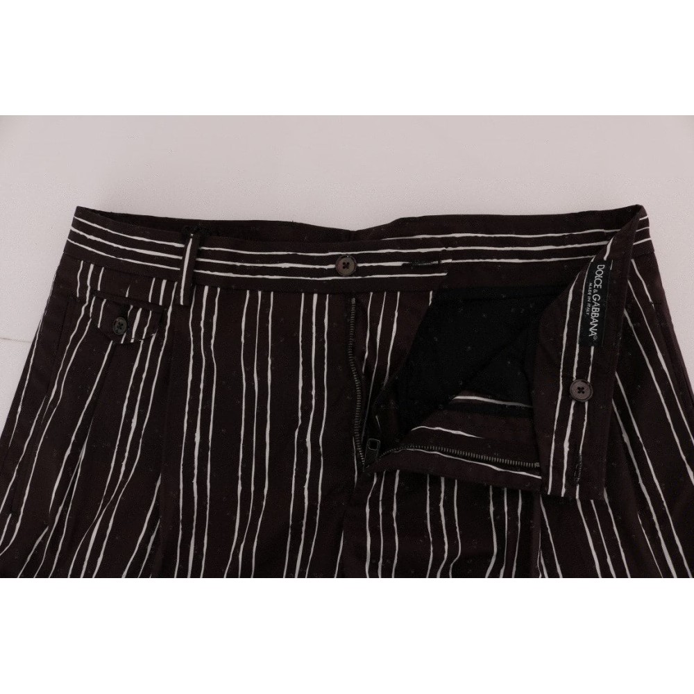 Dolce & Gabbana Bordeaux gestreifte kniehohe Shorts aus Baumwolle