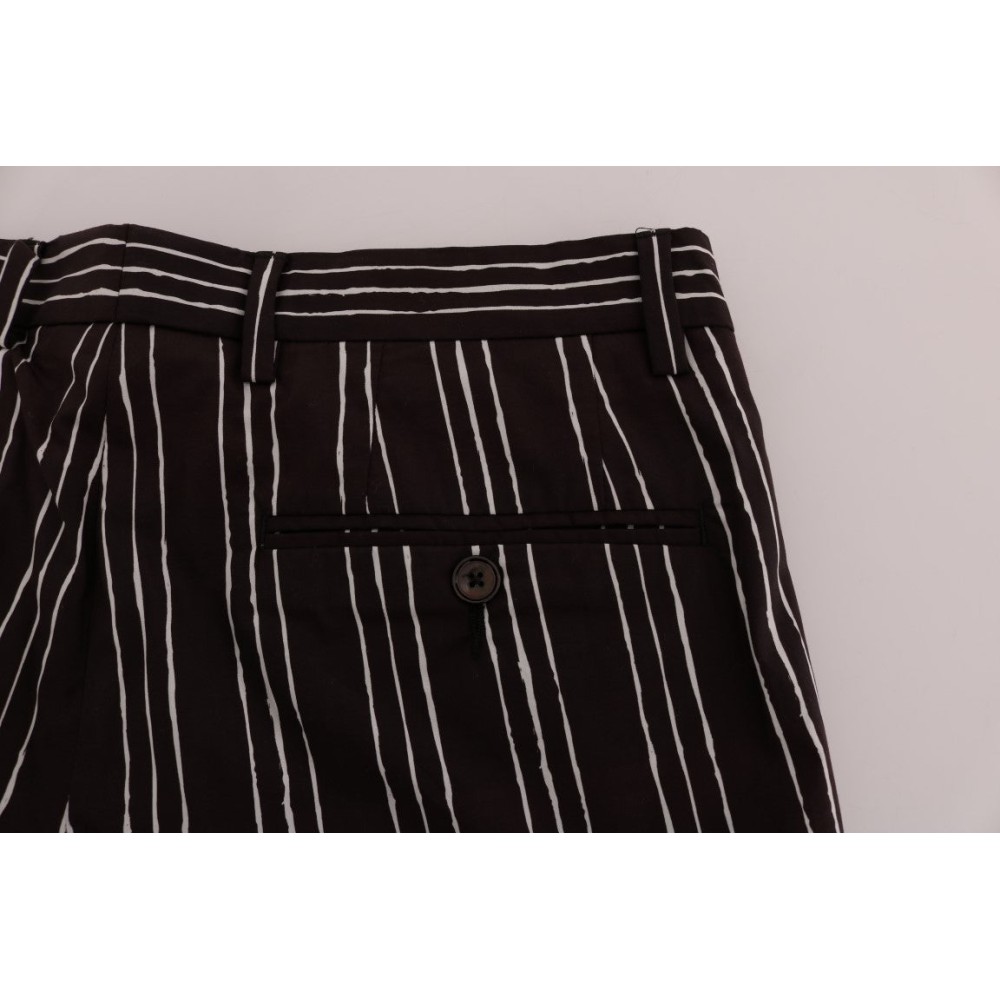 Dolce & Gabbana Bordeaux gestreifte kniehohe Shorts aus Baumwolle