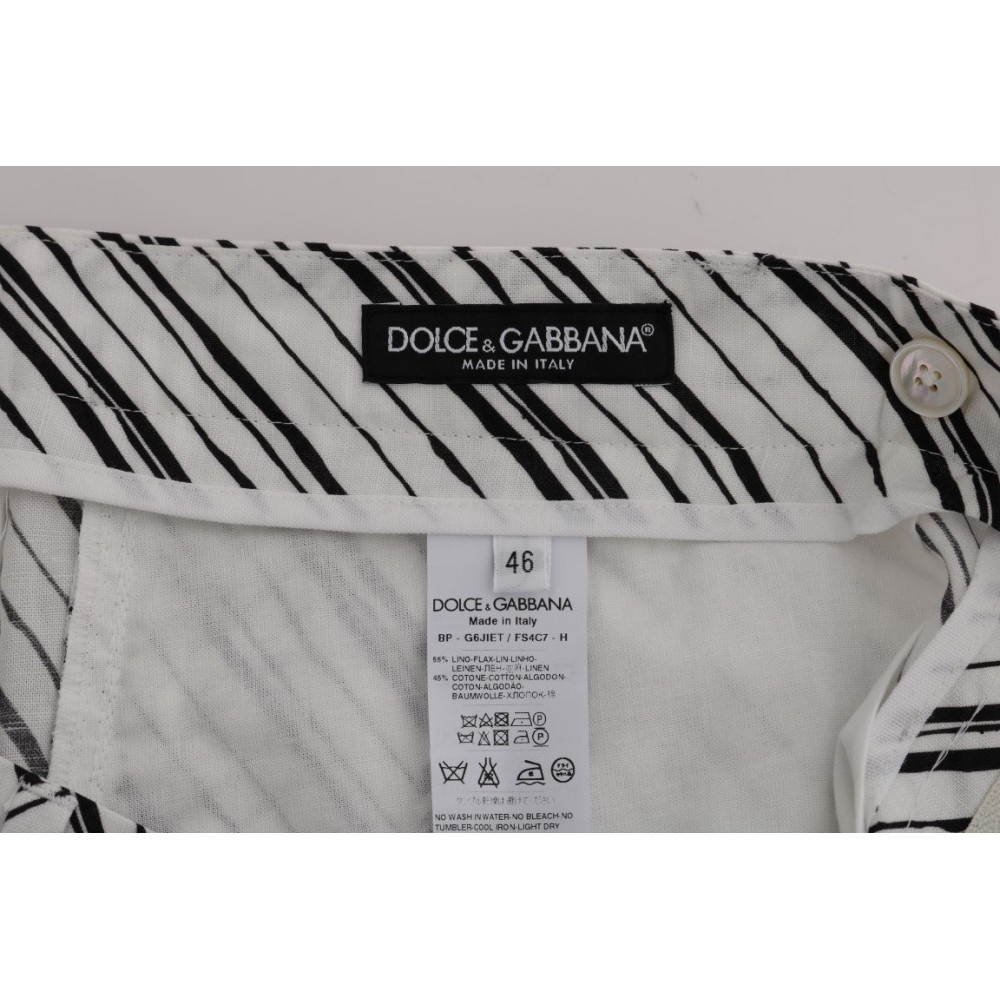 Dolce & Gabbana Bordeaux gestreifte kniehohe Shorts aus Baumwolle