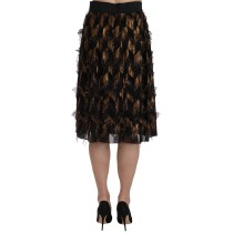 Dolce & Gabbana Eleganter Rock mit hoher Taille aus schwarzer Seidenmischung in Gold