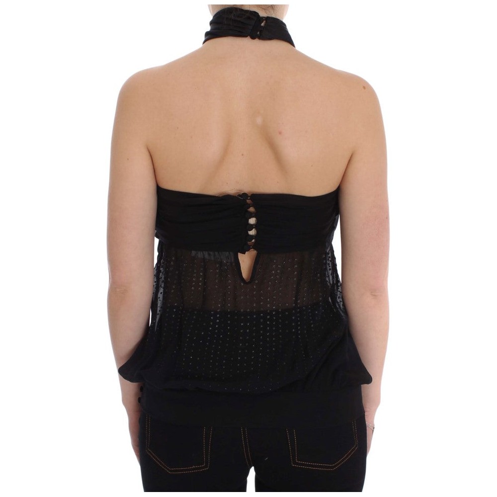 Exte Elegante Schwarze Abend-Wickeltop-Bluse