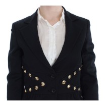 Exte Schicker schwarzer Stretch-Blazer mit goldener Knopfleiste