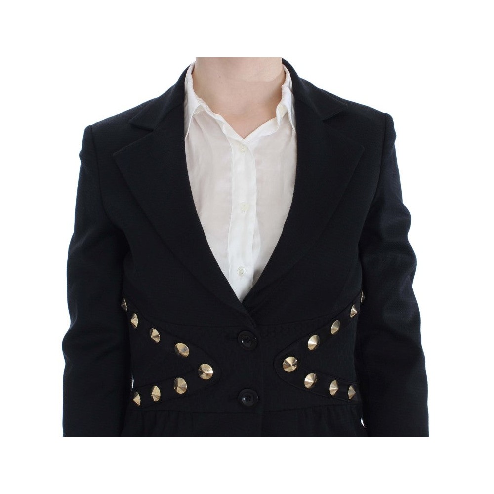 Exte Schicker schwarzer Stretch-Blazer mit goldener Knopfleiste