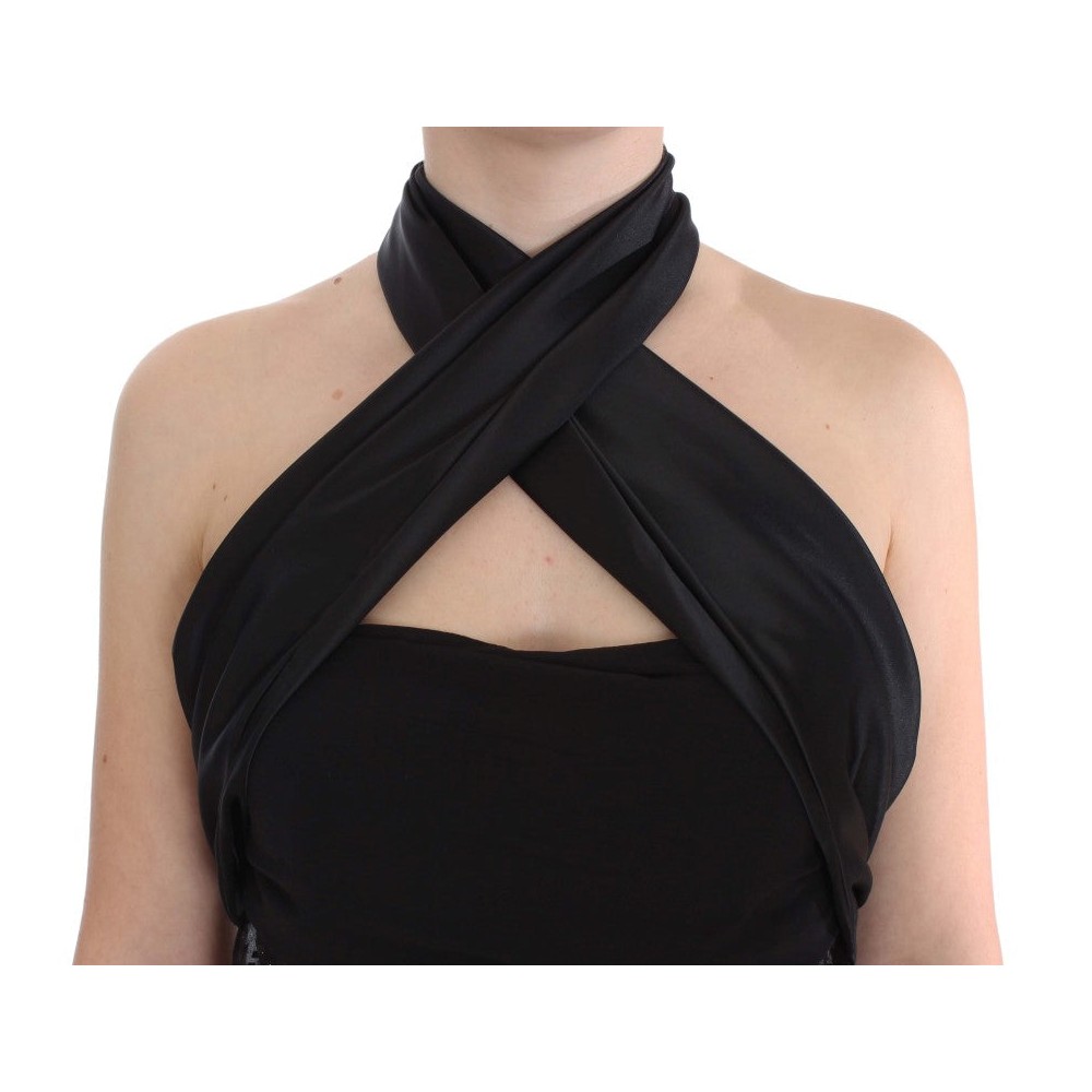 Exte Elegante Schwarze Abend-Wickeltop-Bluse