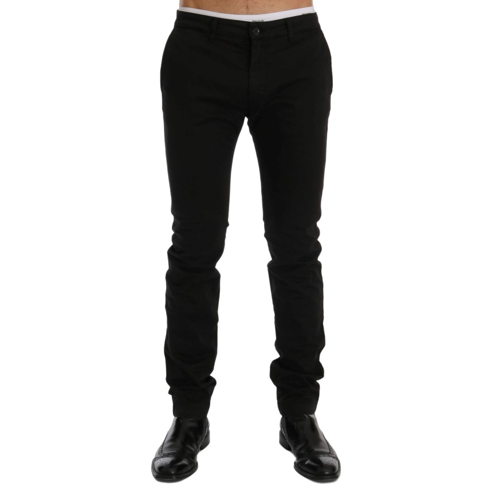 GF Ferre Elegante Slim Fit Hose aus schwarzer Baumwolle