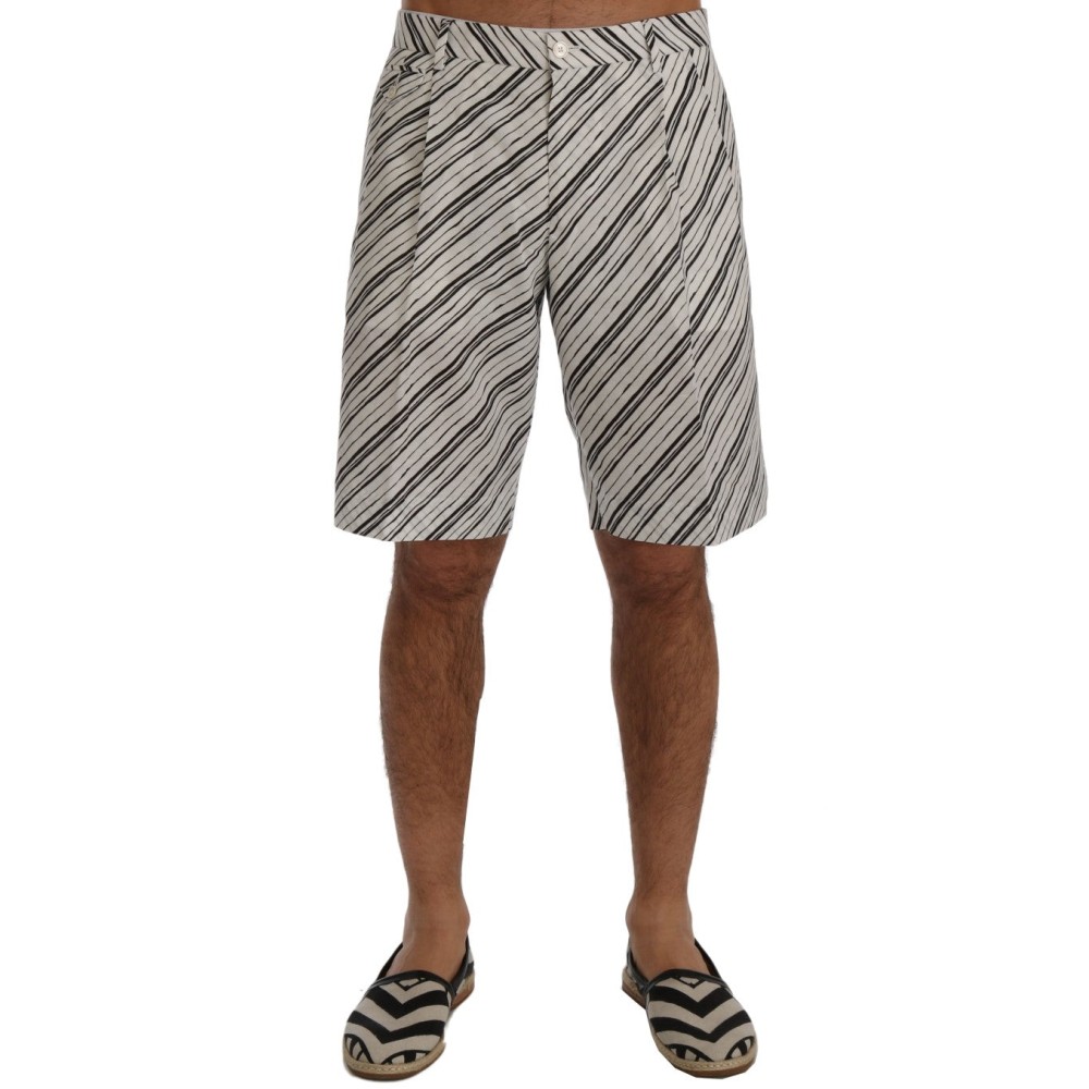 Dolce & Gabbana Elegante gestreifte Baumwoll-Leinen-Shorts