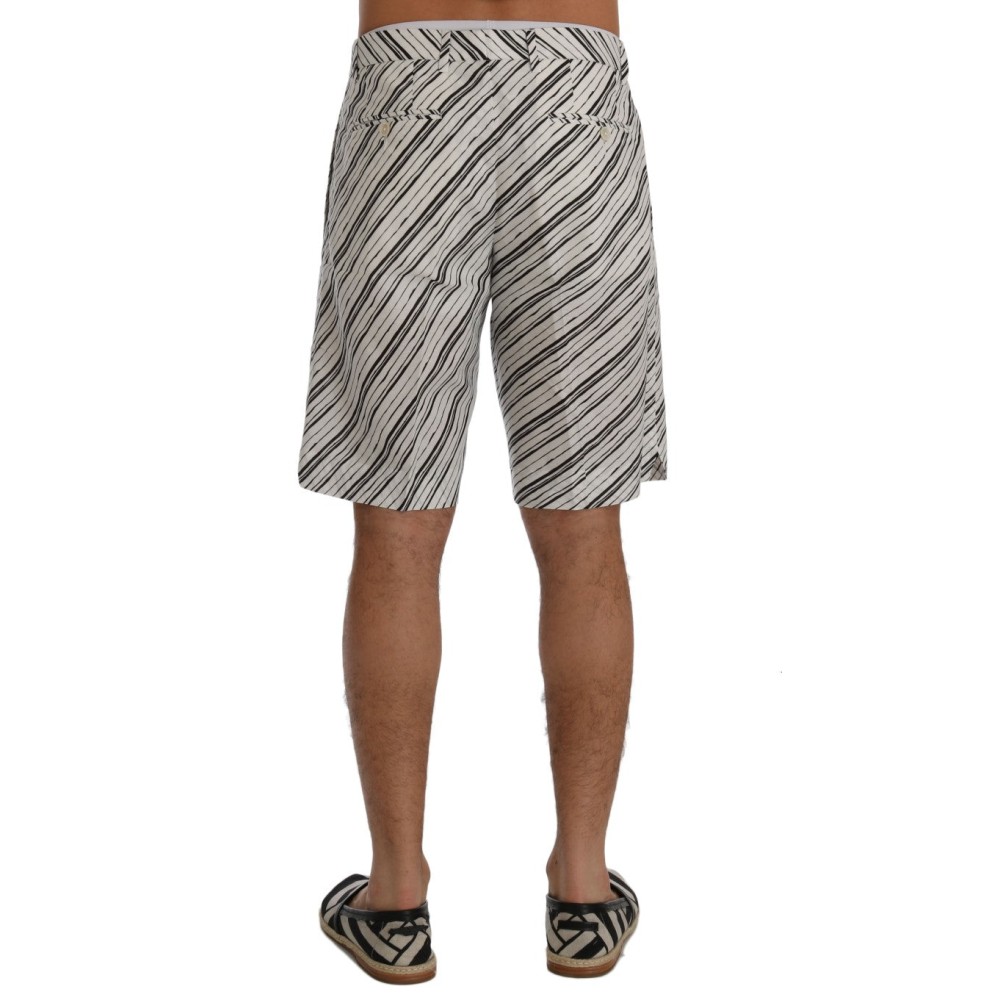 Dolce & Gabbana Elegante gestreifte Baumwoll-Leinen-Shorts