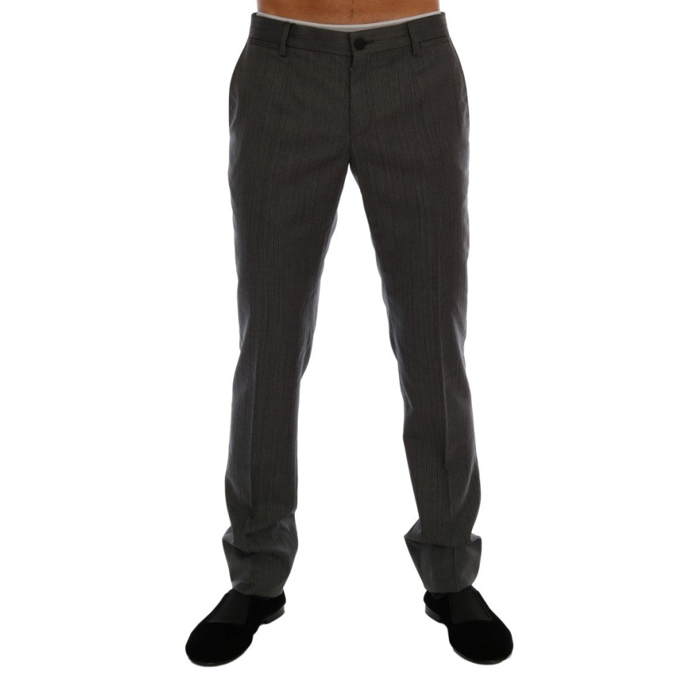 Dolce & Gabbana Elegante Graue Gestreifte Hose aus Wolle Formal
