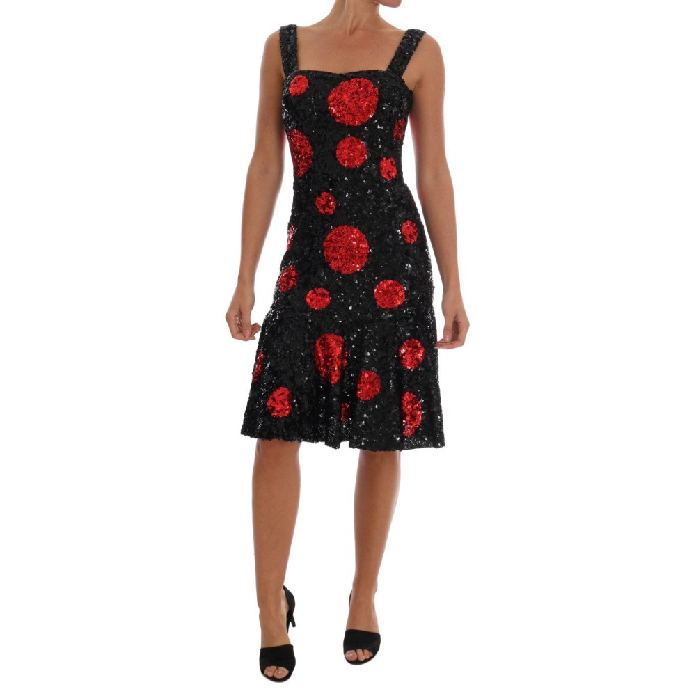 Dolce & Gabbana Elegantes gepunktetes Etuikleid