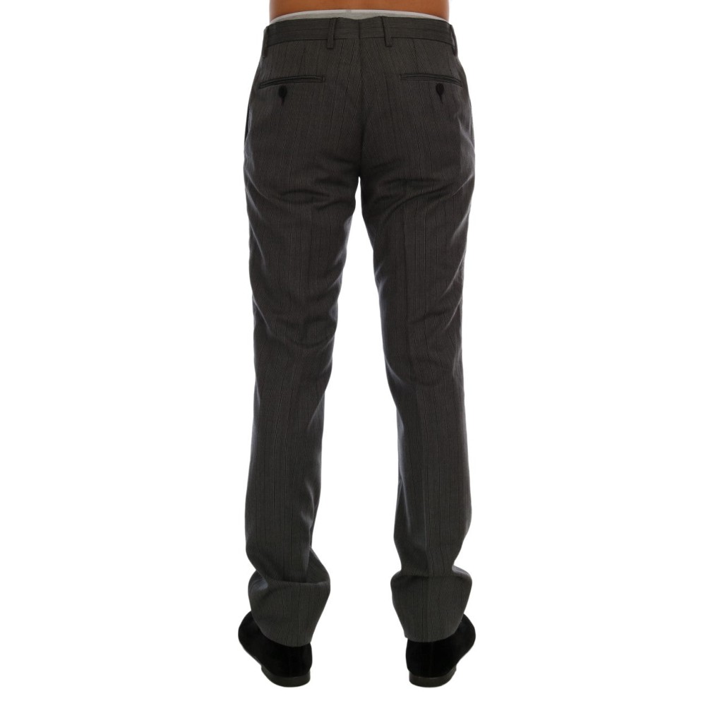 Dolce & Gabbana Elegante Graue Gestreifte Hose aus Wolle Formal