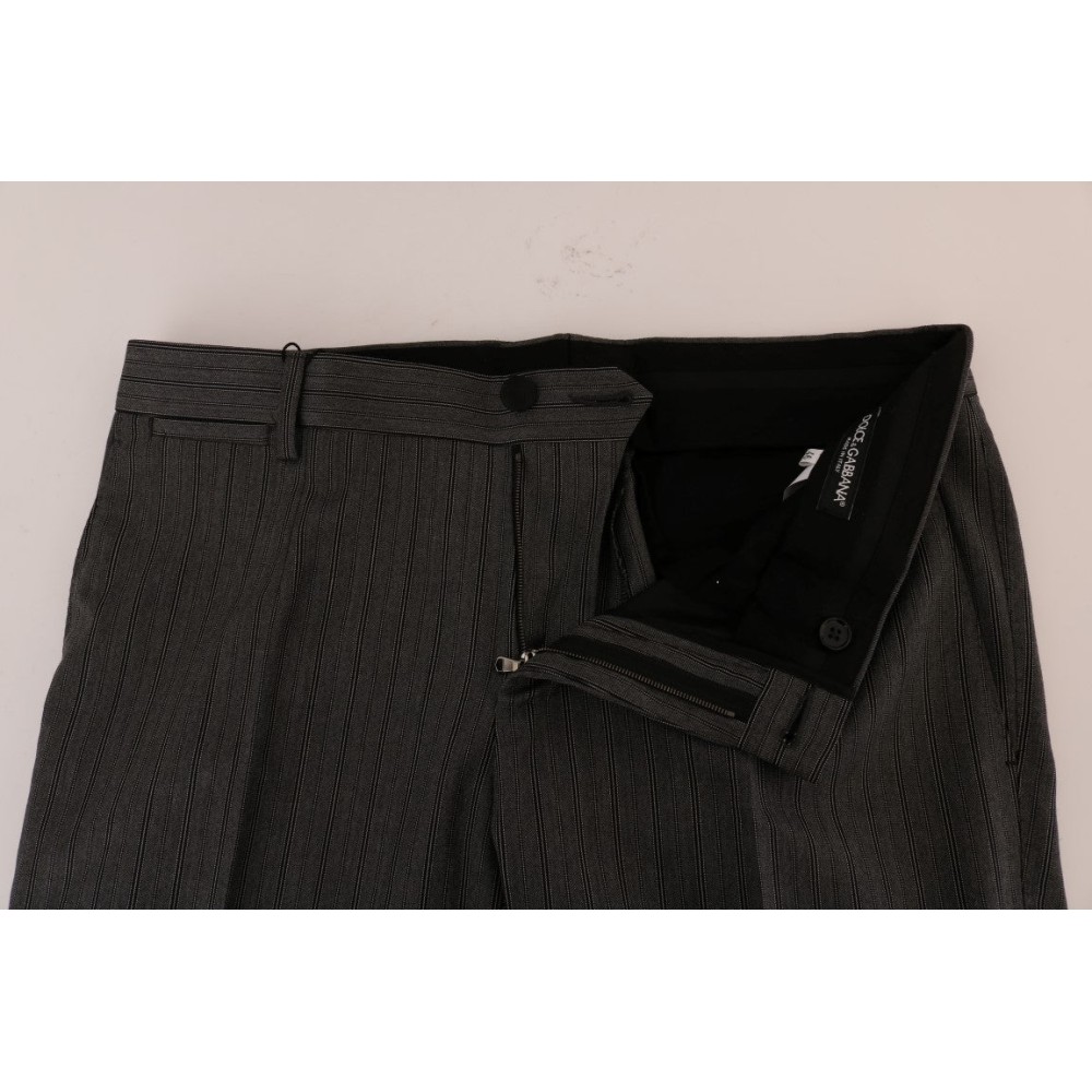 Dolce & Gabbana Elegante Graue Gestreifte Hose aus Wolle Formal