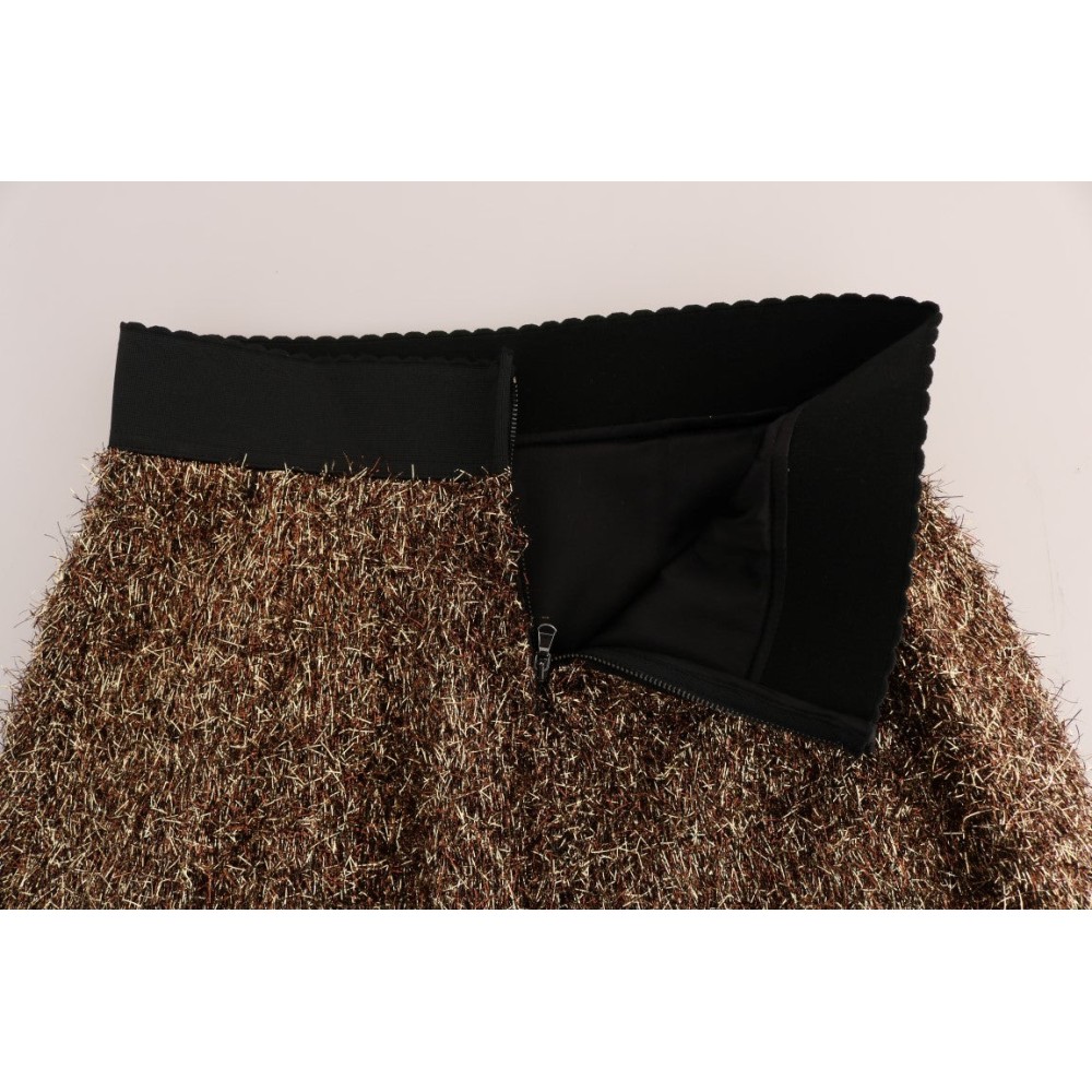 Dolce & Gabbana Eleganter taillenhoher Bleistiftrock mit goldenen Fransen