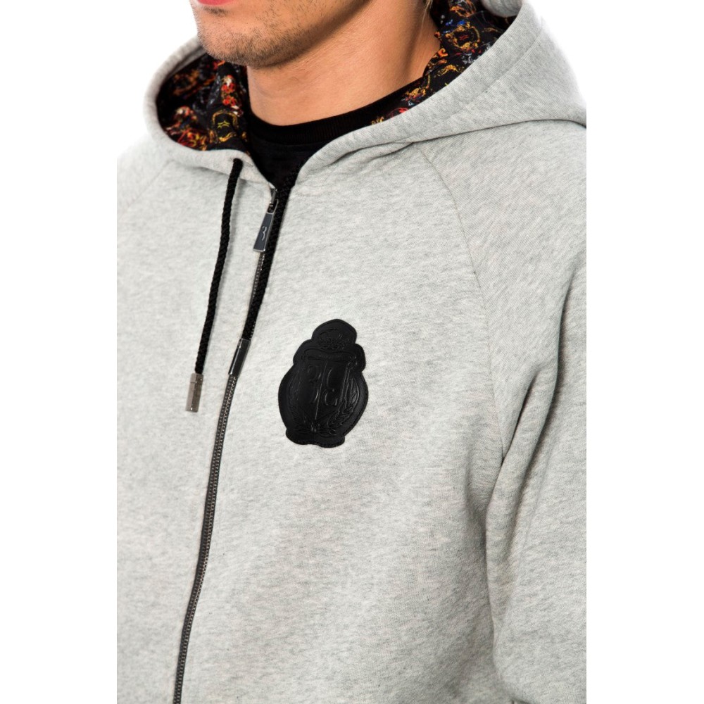 Billionaire Italian Couture Eleganter grauer Baumwoll-Sweatdress mit Kapuze