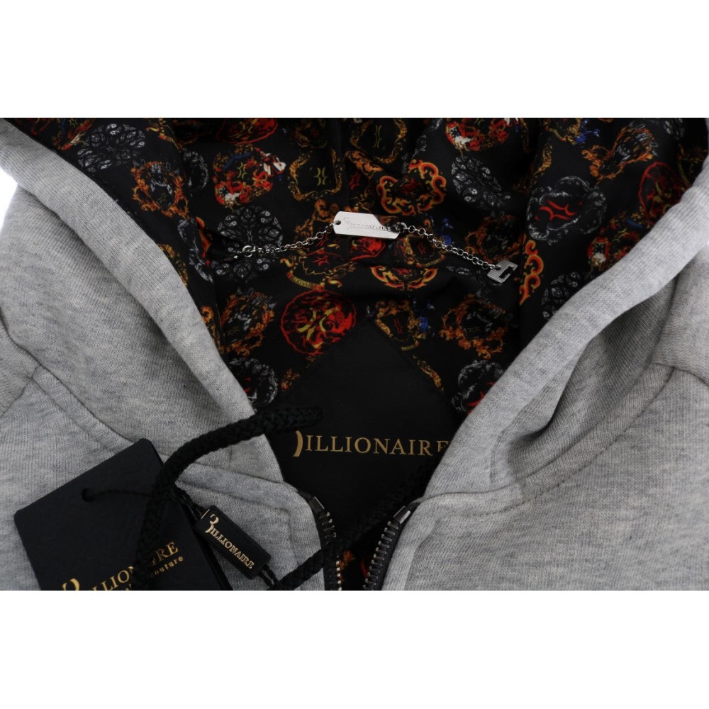 Billionaire Italian Couture Eleganter grauer Baumwoll-Sweatdress mit Kapuze