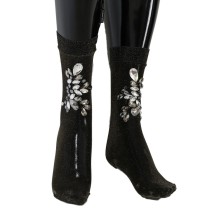Dolce & Gabbana Schwarze kristallverzierte halterlose Strümpfe
