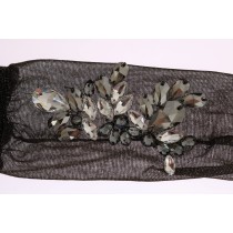 Dolce & Gabbana Schwarze kristallverzierte halterlose Strümpfe