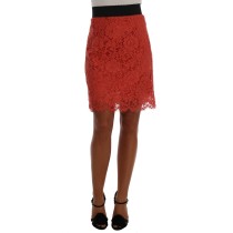 Dolce & Gabbana Orange Makramee-Spitzen-Bleistiftrock