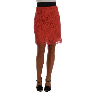 Dolce & Gabbana Orange Makramee-Spitzen-Bleistiftrock