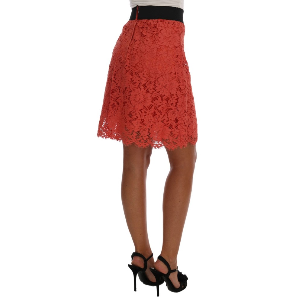 Dolce & Gabbana Orange Makramee-Spitzen-Bleistiftrock