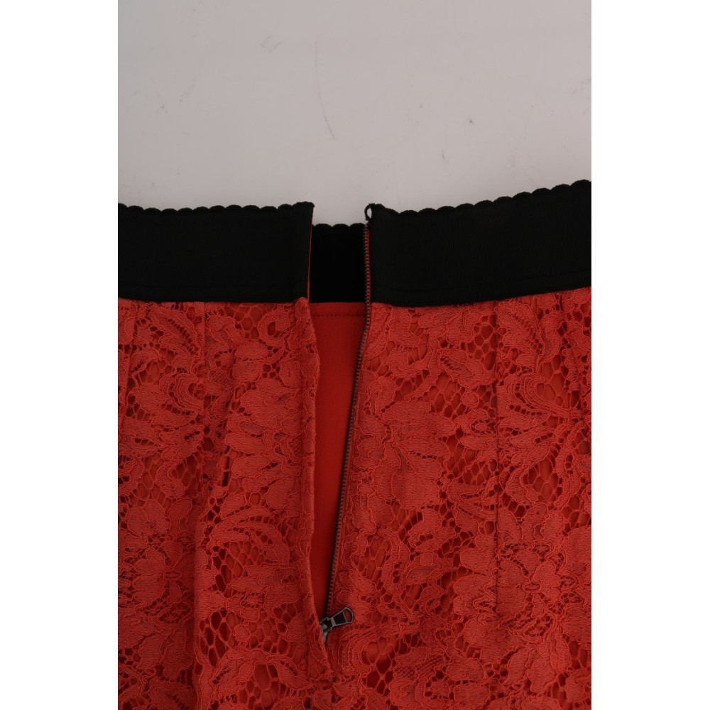 Dolce & Gabbana Orange Makramee-Spitzen-Bleistiftrock
