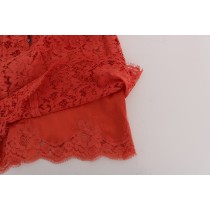 Dolce & Gabbana Orange Makramee-Spitzen-Bleistiftrock