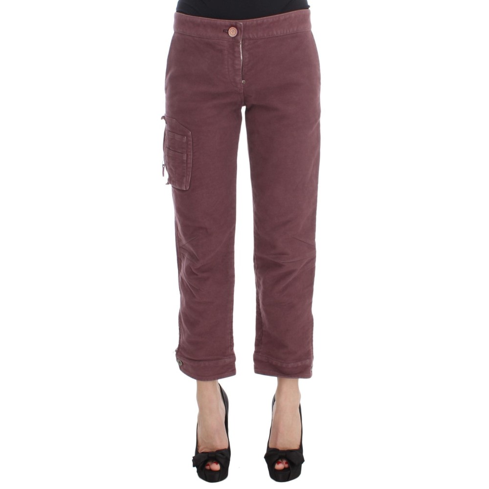 Ermanno Scervino Schicke bordeauxfarbene Capri-Cargo-Hose in Kurzform