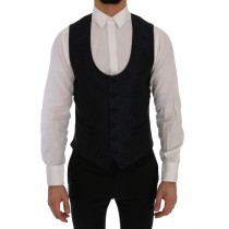 Dolce & Gabbana Elegantes blau-schwarzes Slim Fit Anzug Ensemble