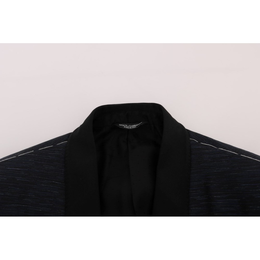 Dolce & Gabbana Elegantes blau-schwarzes Slim Fit Anzug Ensemble