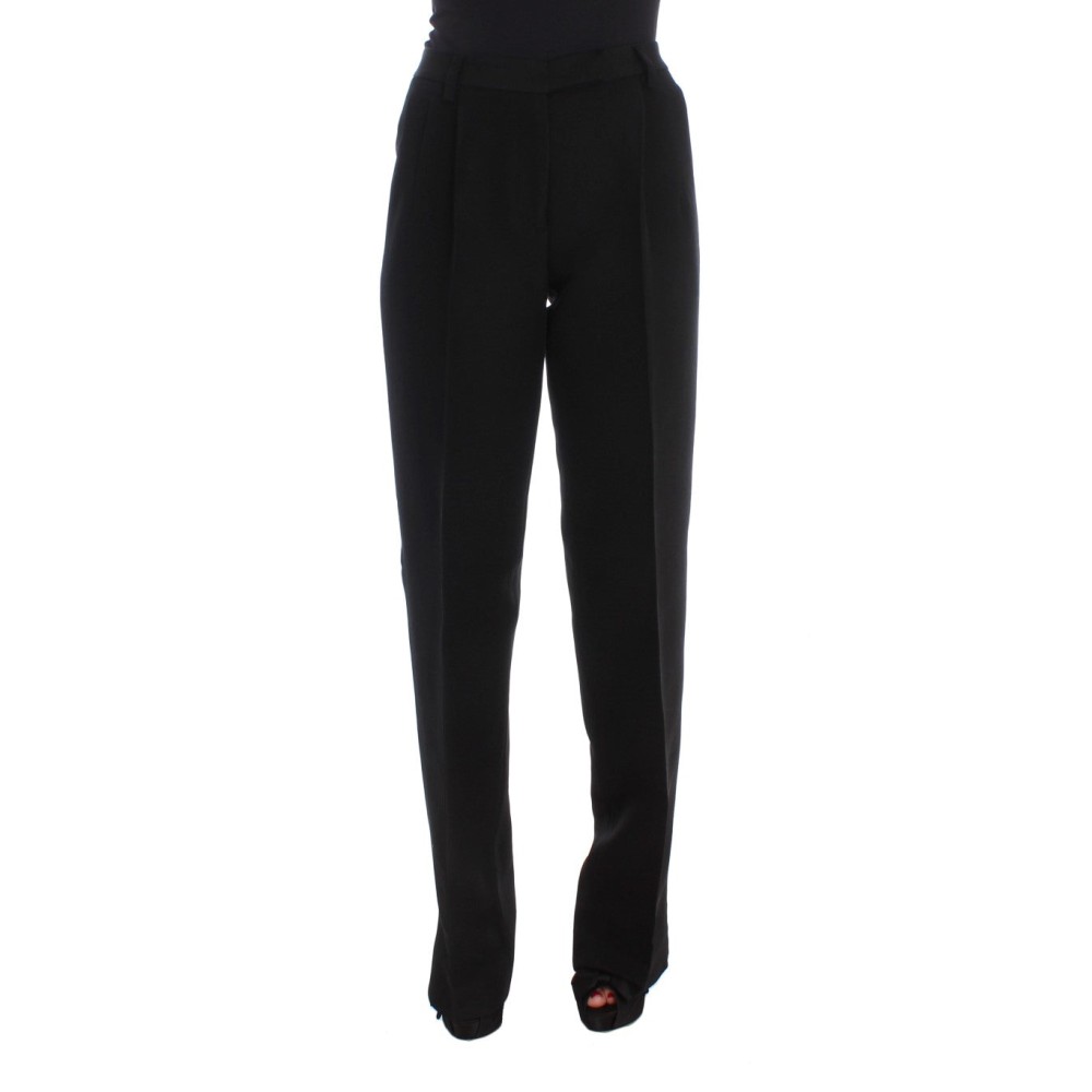 Ermanno Scervino Schicke schwarze Jeans mit weitem Bein aus Seidenmischung