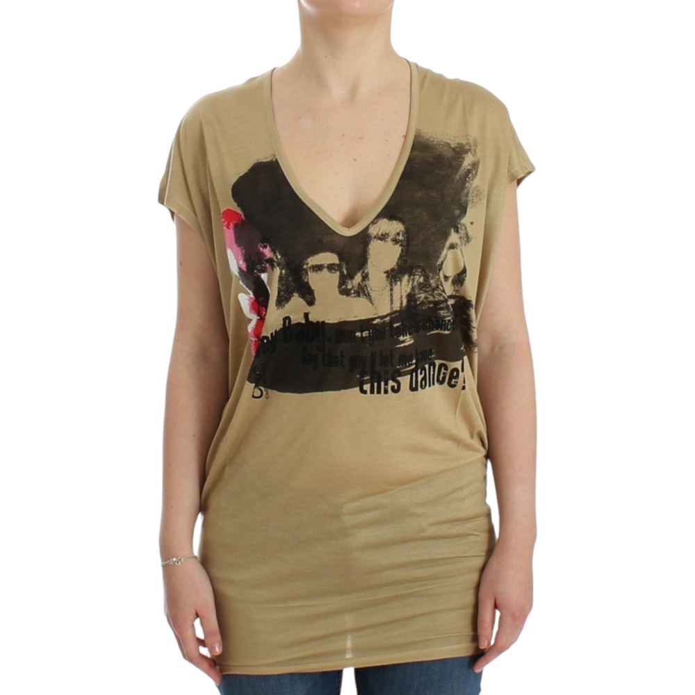 Costume National Schickes Tunika-Top mit V-Ausschnitt und Motivdruck