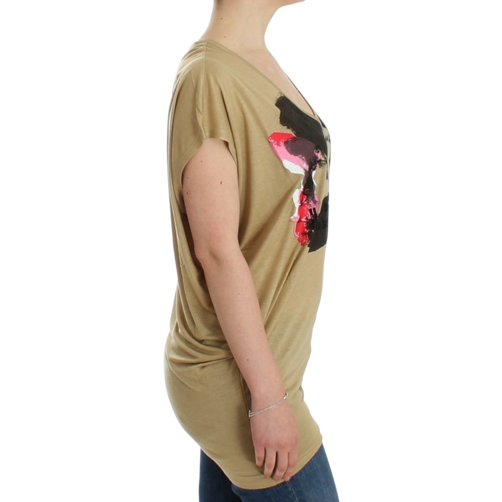 Costume National Schickes Tunika-Top mit V-Ausschnitt und Motivdruck