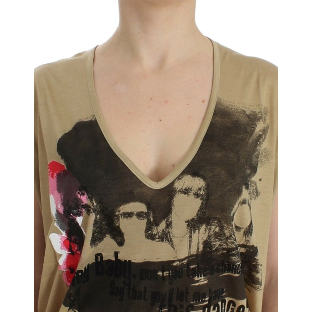 Costume National Schickes Tunika-Top mit V-Ausschnitt und Motivdruck
