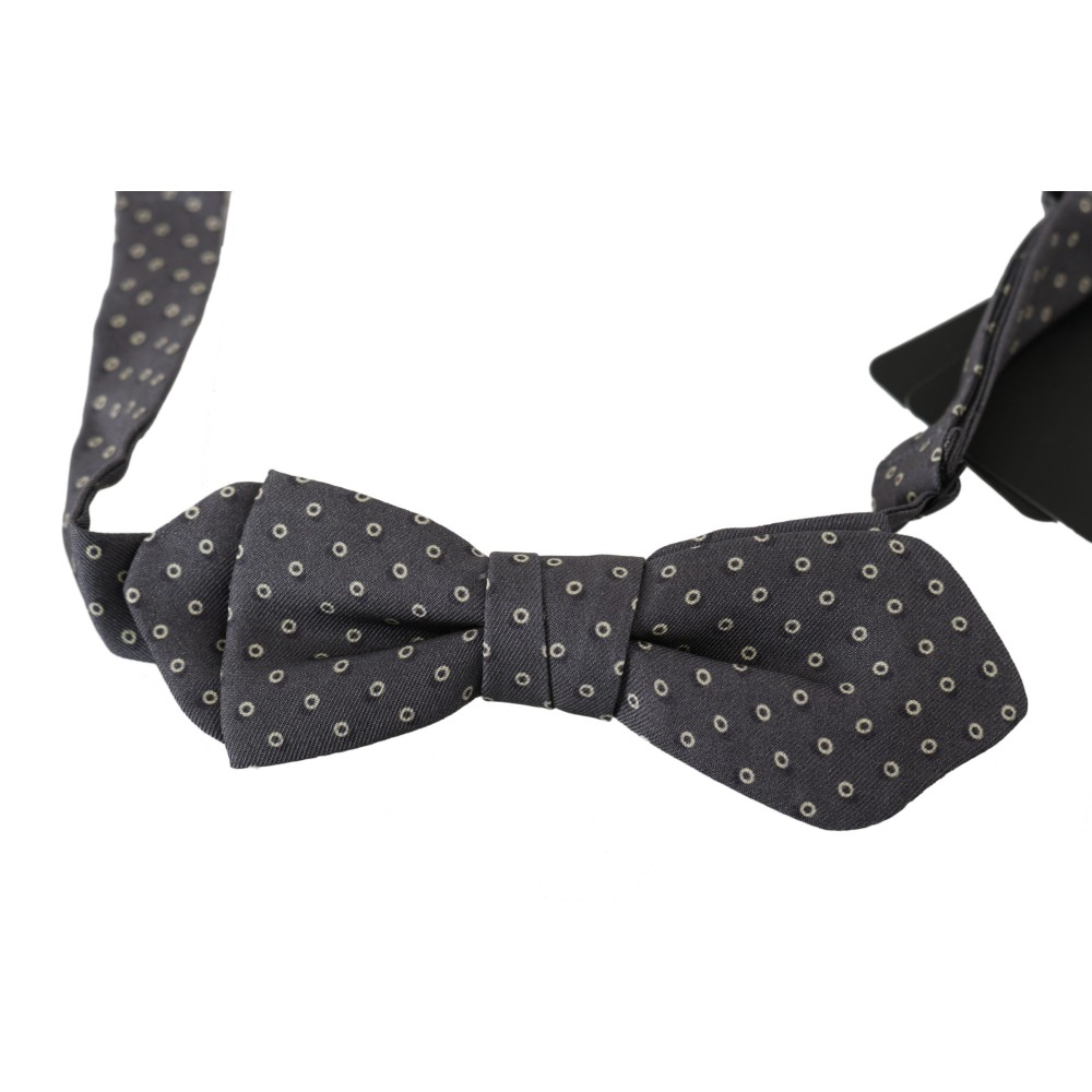Dolce & Gabbana Elegante Seidenfliege mit grauem Kreis-Muster